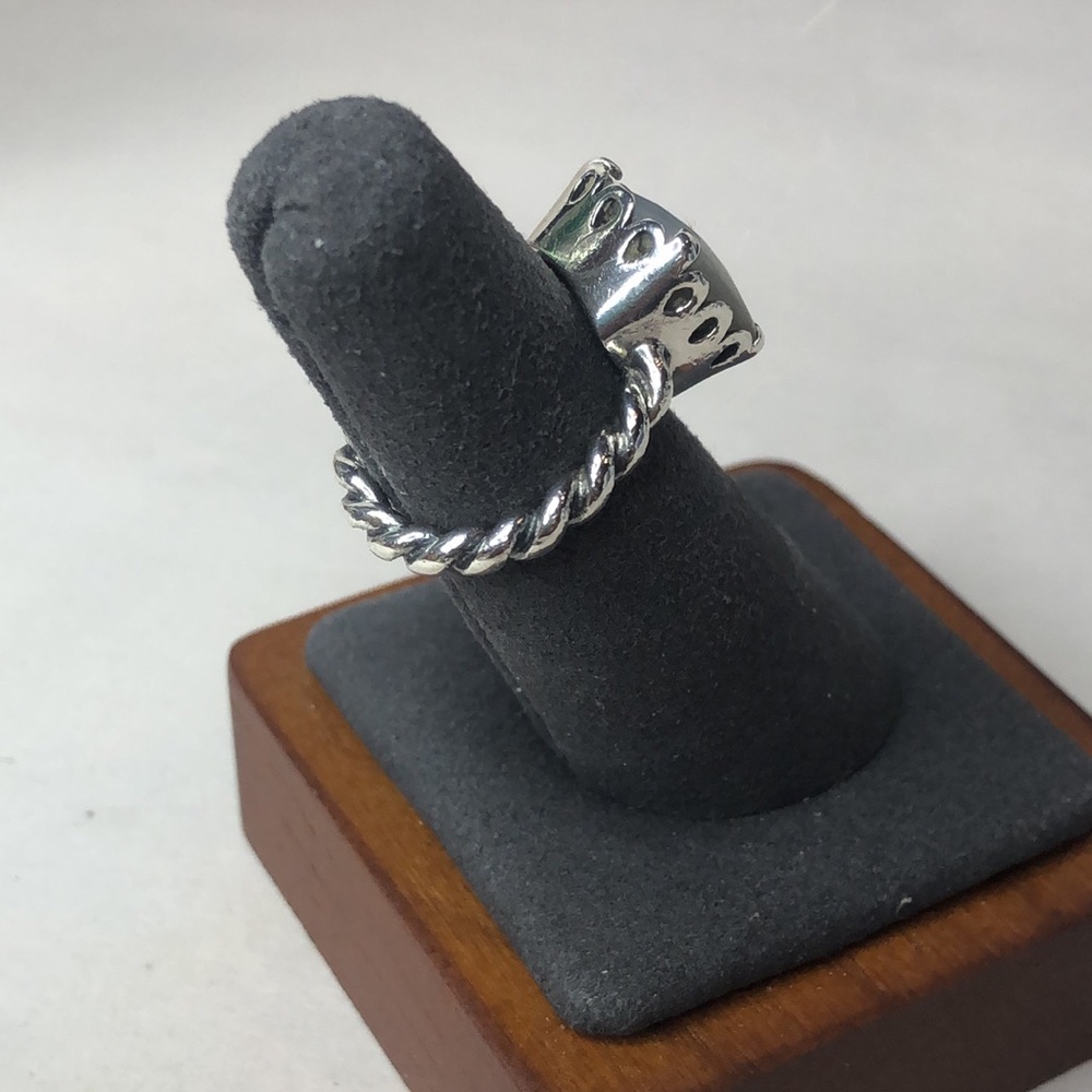 PANDORA Sincerity Twisted Sterling Silver Mother Of Pearl Cushion Cut Ring 50 5 - Picture 5 of 16